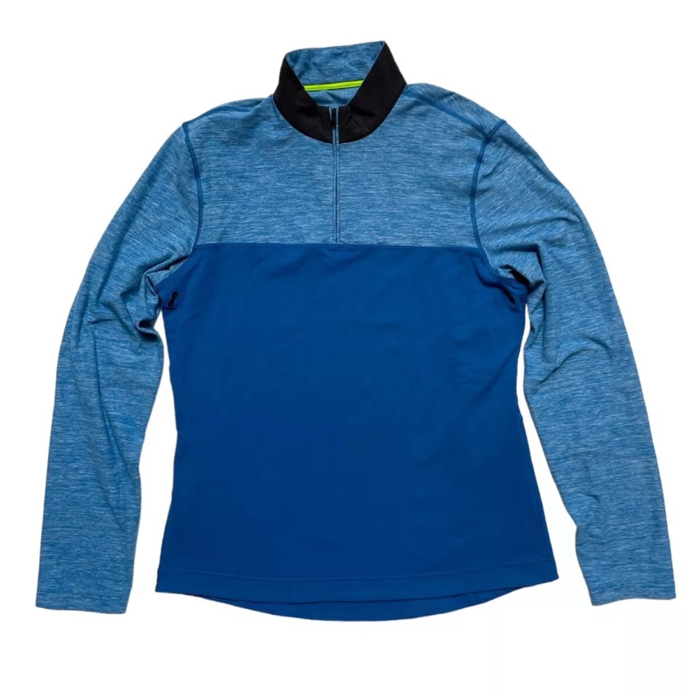 Lululemon Two Tone Blue Athletic 1/4 Zip Pullover Shirt Hidden Pocket Mens Sz M